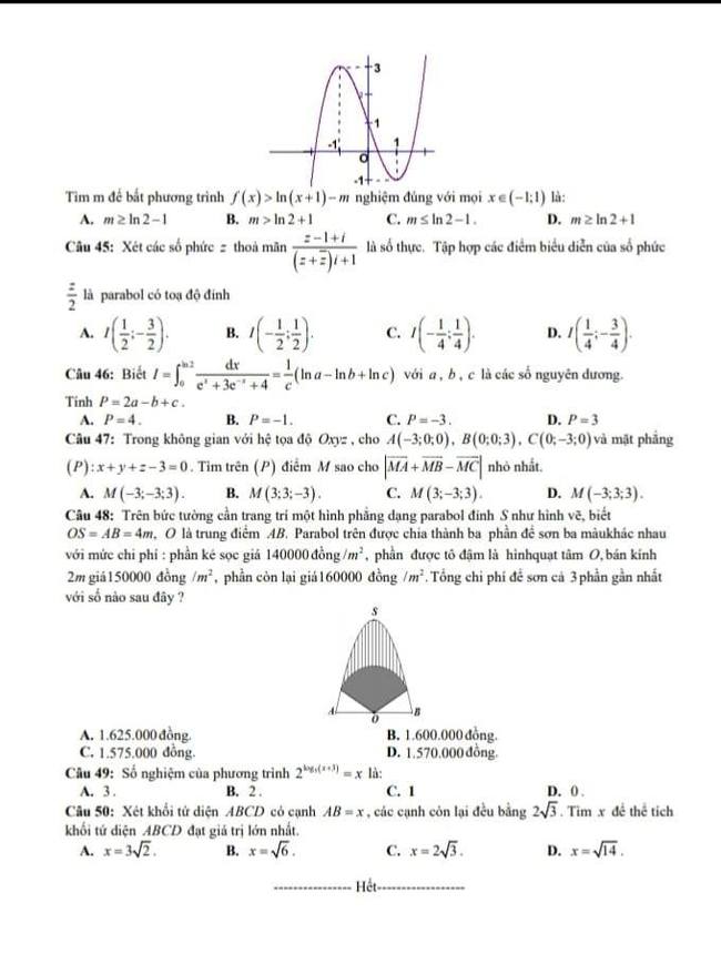 Đề thi thử THPTQG môn Toán trường THPT Lê Lai lần 3 - Thanh Hóa